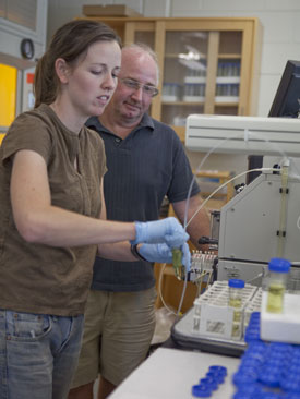 teacher and student in a lab