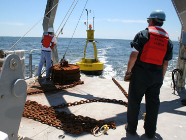 cbos buoy being prepared for deployment