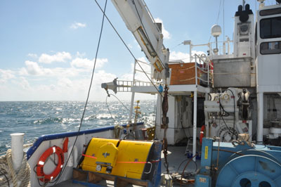 The deck of the R/V Pelican. Credit: OSU