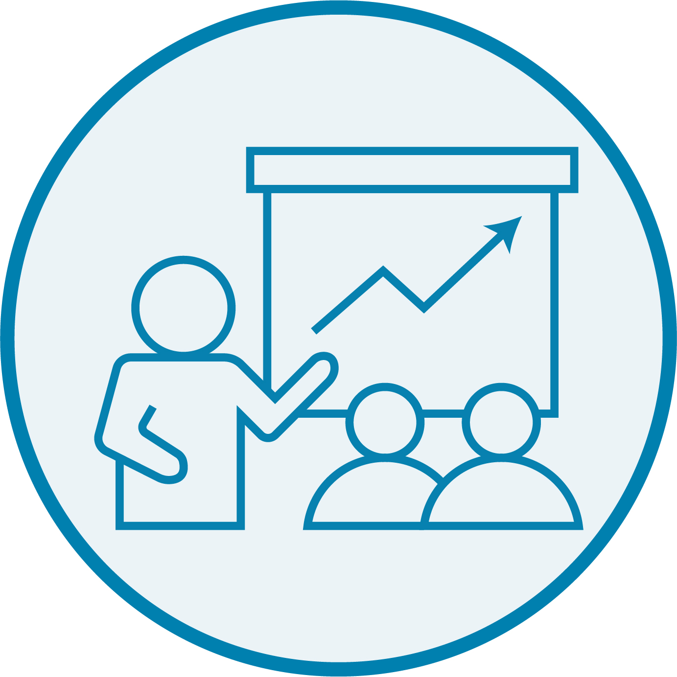 Instructor in front of class line art