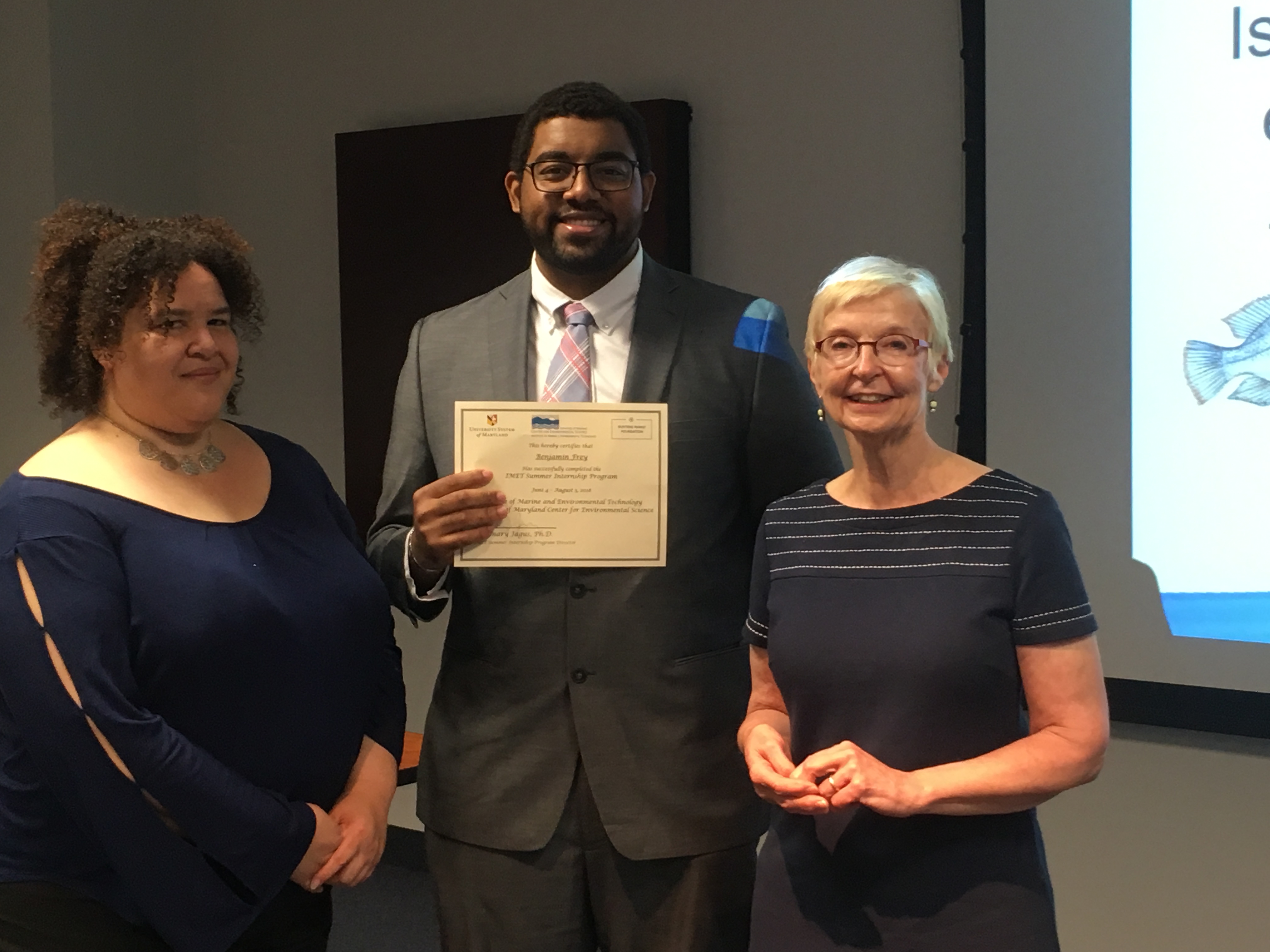 Ben Frey with Drs. Rose Jagus and Kate Gillespie