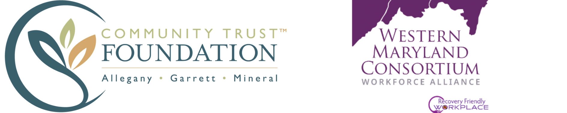 Community Trust Foundation and Western MD Consortium logos side by side in landscape setting.