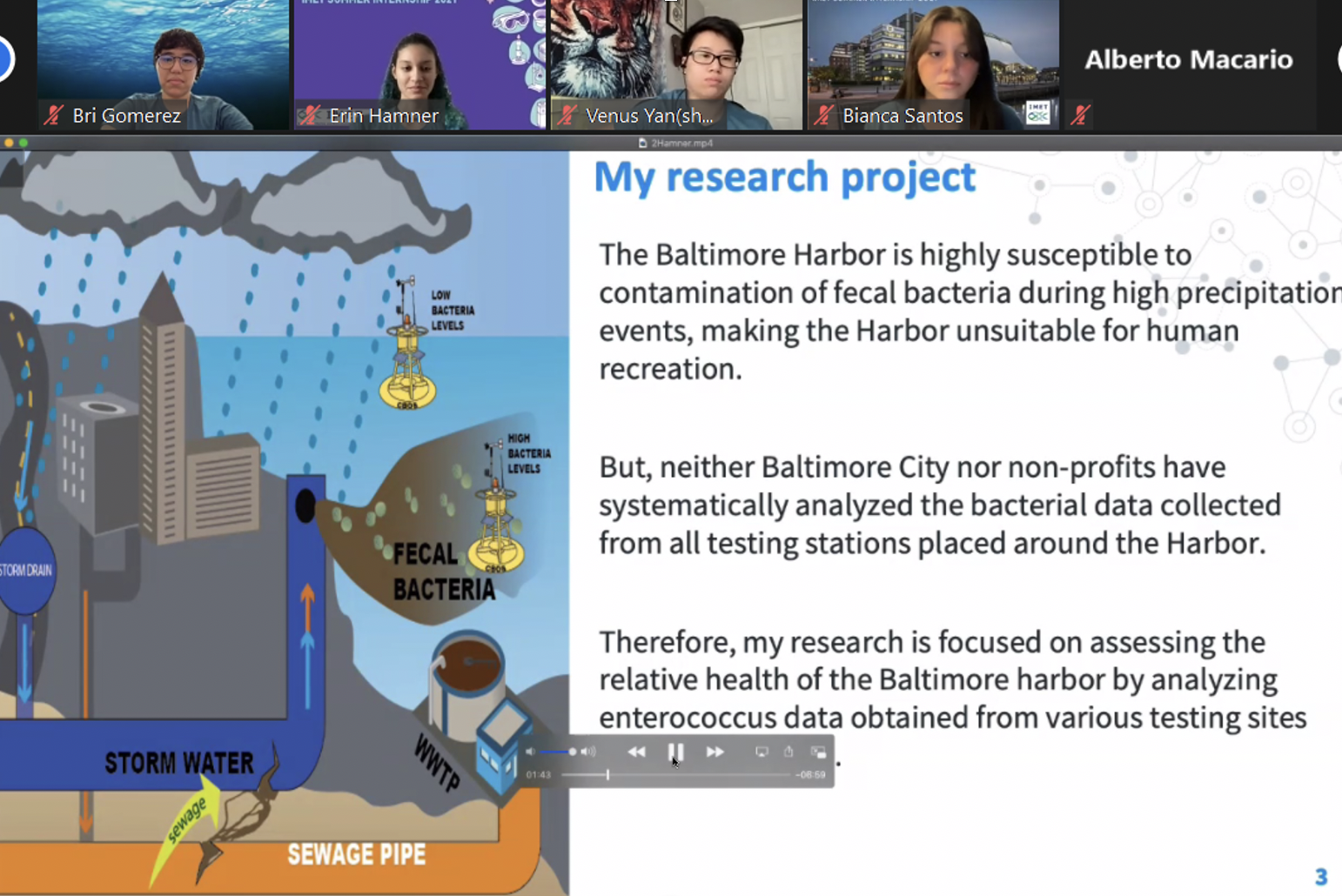 zoom presentation with text: My research project