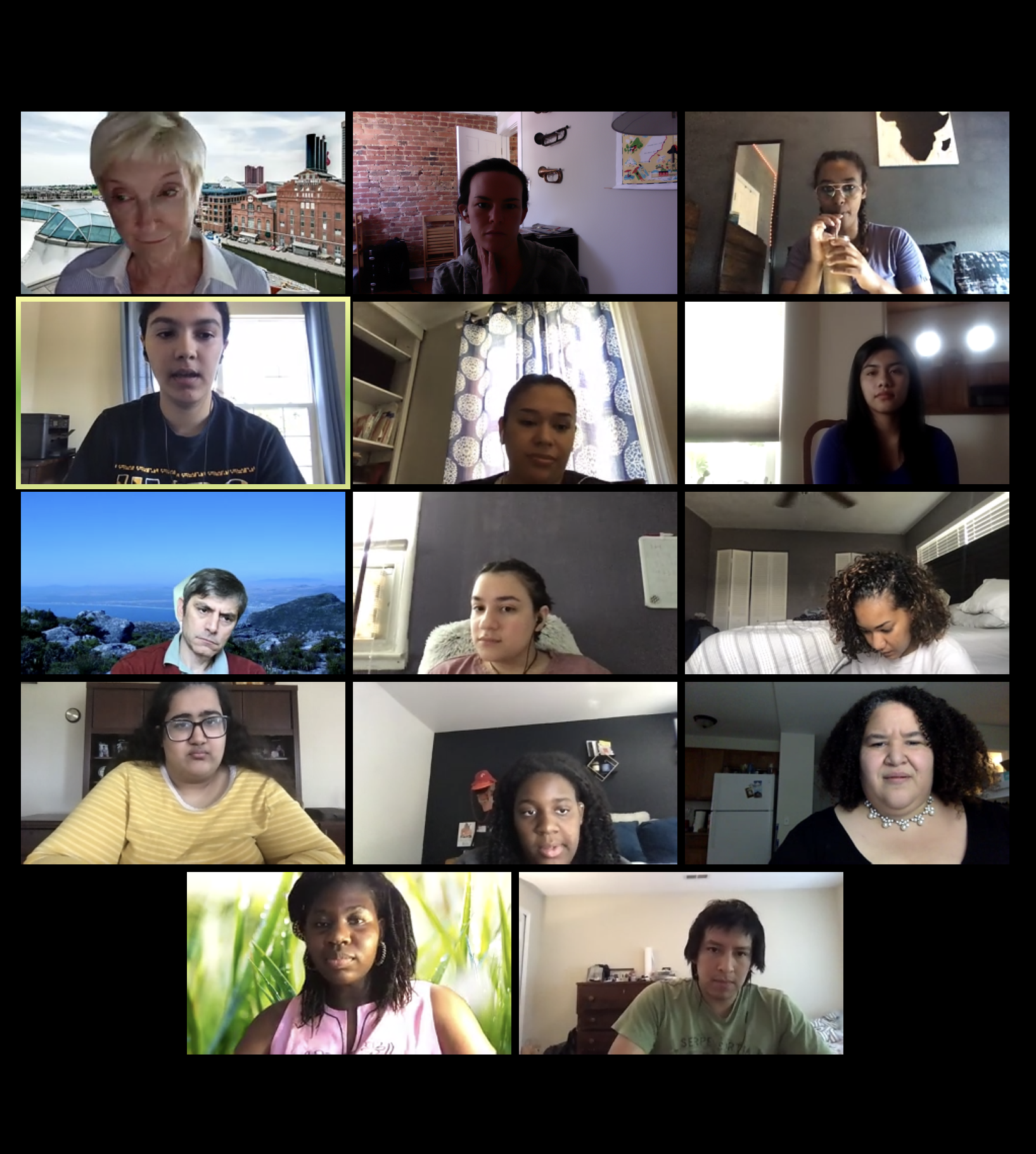 screenshot of interns videoconferencing