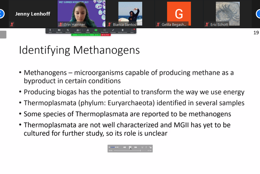 Zoom presentation with text: identifying methanogens