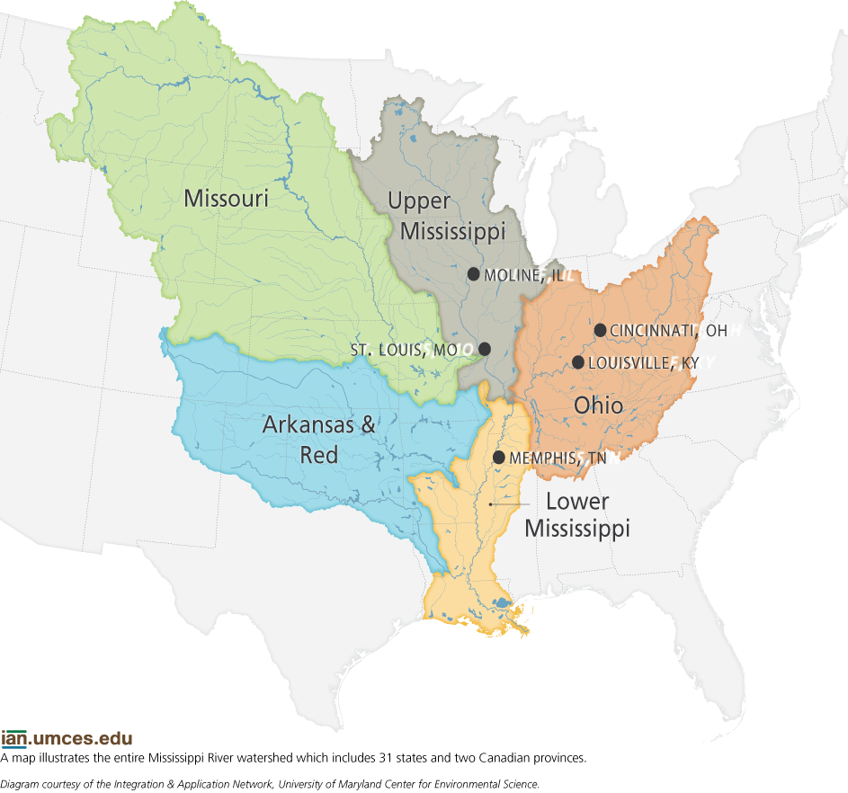 Mississippi River Watershed Map University Of Maryland Center For 
