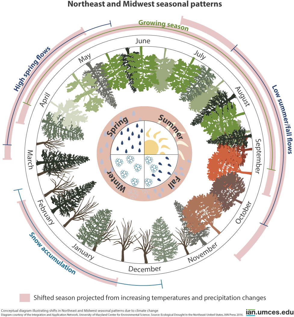 Potential shifts in seasonality in the Northeast and Midwest resulting from climate change