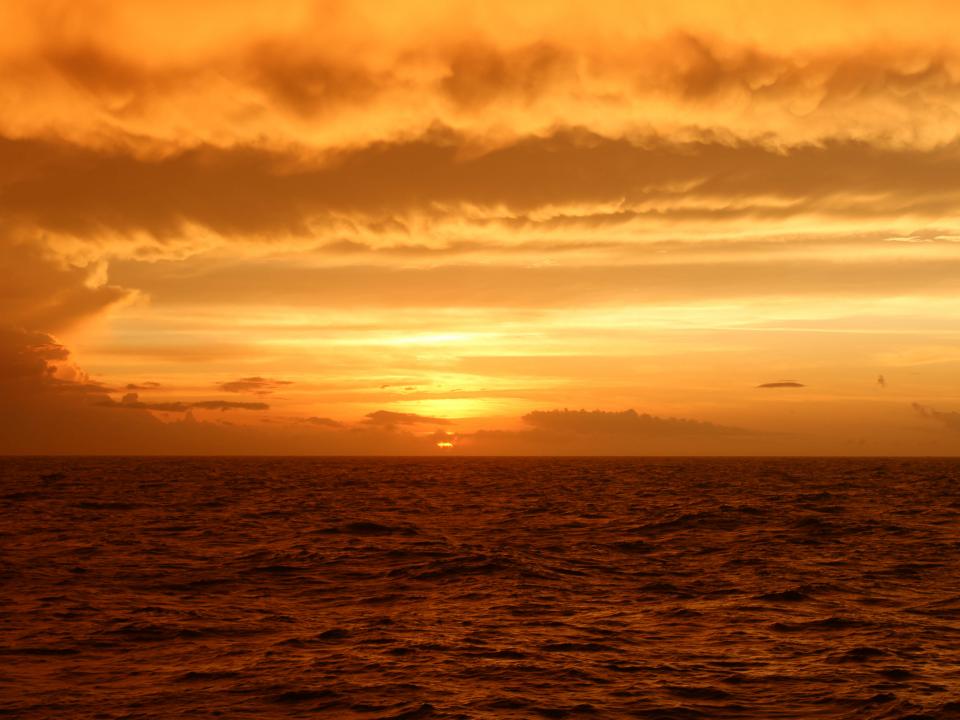 Orange sunset over the Atlantic Ocean