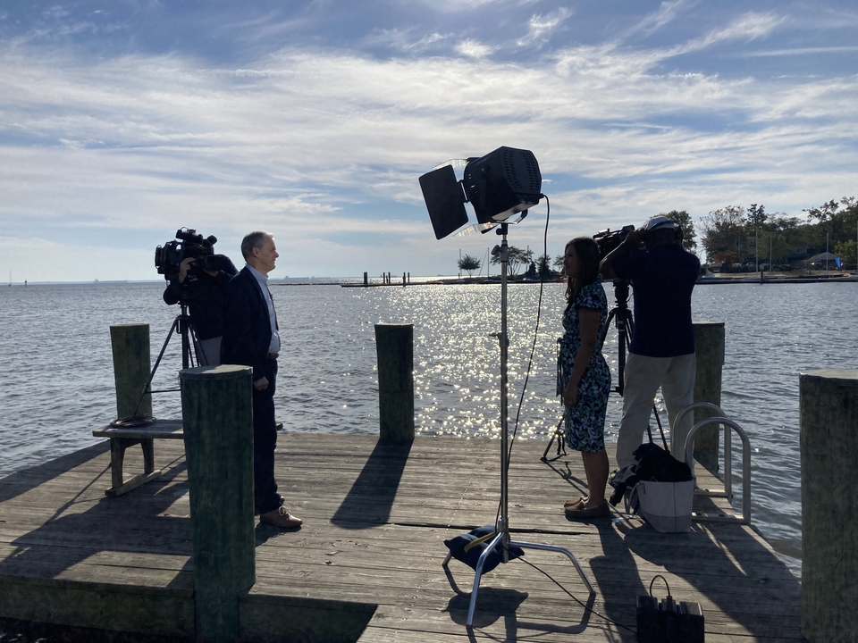 Peter Goodwin getting interviewed on Pier