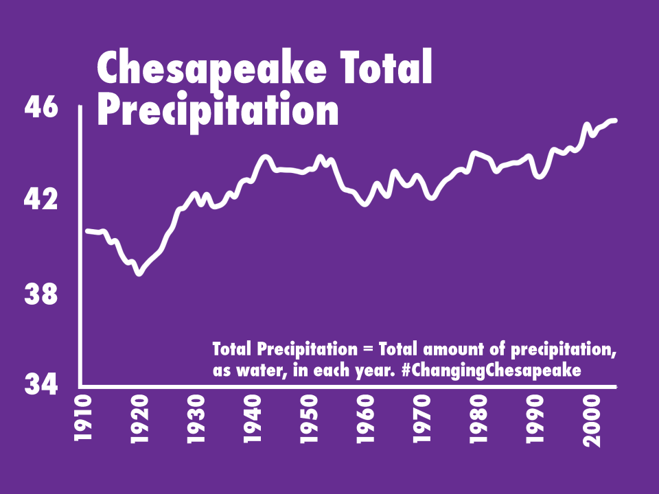 graph showing an increase of rain over time in the Chesapeake Bay area