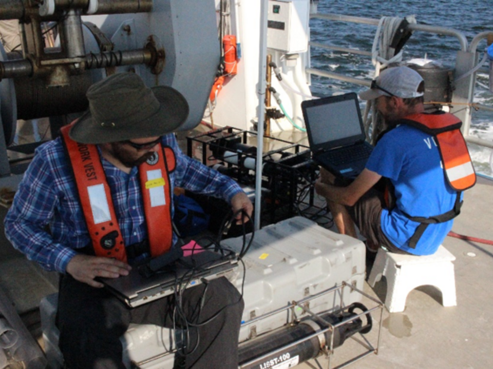 Two researchers on a research Vessel