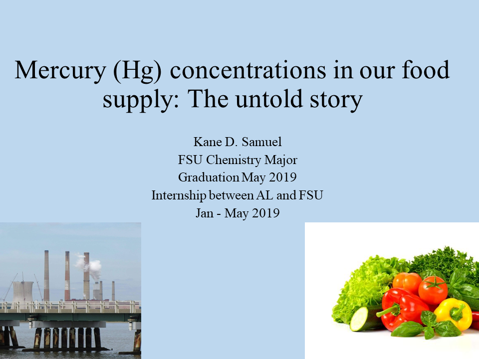 Title slide from presentation on Mercury concentrations in our food supply