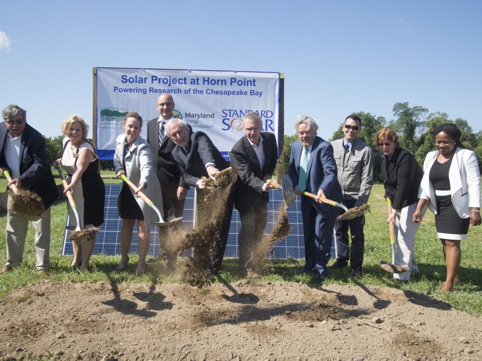 The groundbreaking for a solar field at Horn Point Laboratory