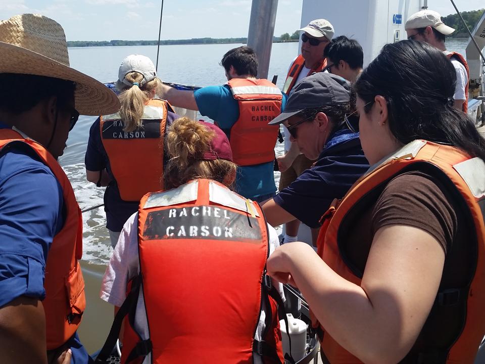 Aboard the Rachel Carson research vessel