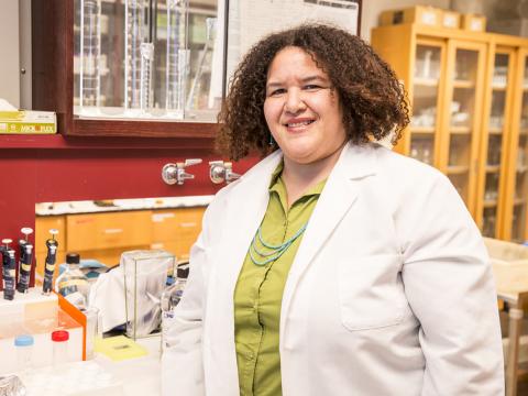 Kate Gillespie poses in the lab. 