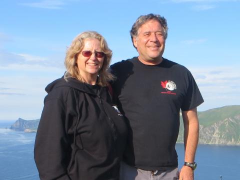 Jackie Grebmeier and Lee Cooper pose in Dutch Harbor on Amaknak Island in Alaska. Photo by Deanna Wheeler, JC Parks Elementary School, Indian Head, Maryland