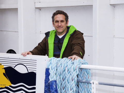 Dr. Tamburri on a barge