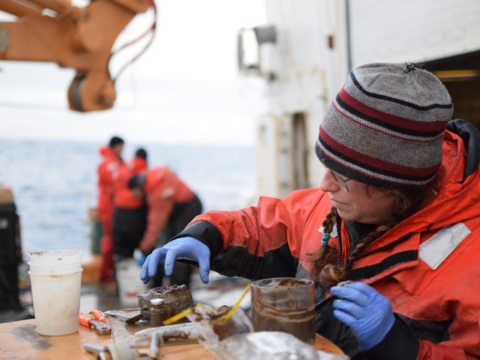 Christina Goethel with sediment Samples