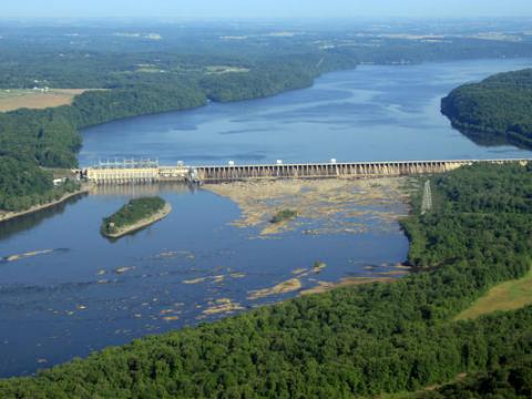 An aerial view of the Conowingo Dam