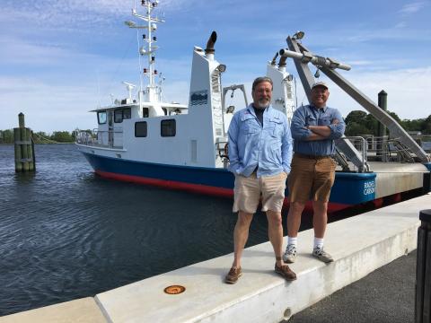 R/V Rachel Carson's crew is Capt. Michael Hulme (left) and Mate/Engineer Robert Nilsen