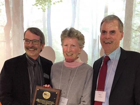 Image of Liz McDowell with Dr. Eric Davidson and Dr. Peter Goodwin of UMCES 