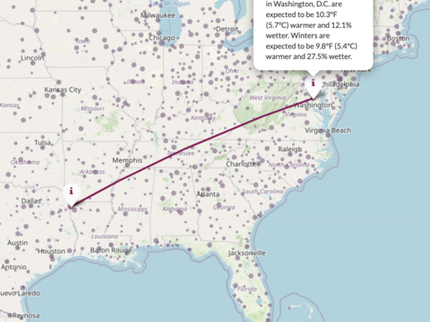 Digital map of Future Urban climates.