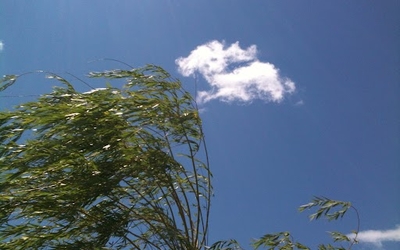 a blue sky with a single cloud