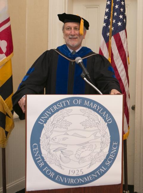 UMCES President Don Boesch gives his charge to the 2015 graduates. 