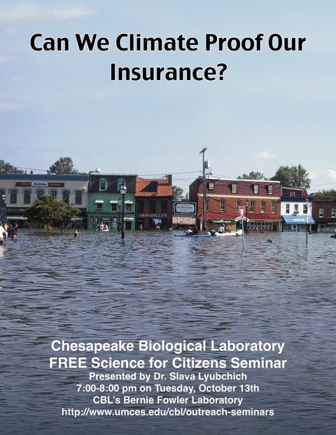 Poster promoting Climate Proof Insurance seminar