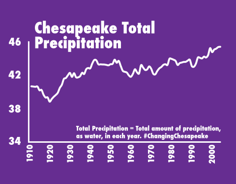 graph showing an increase of rain over time in the Chesapeake Bay area