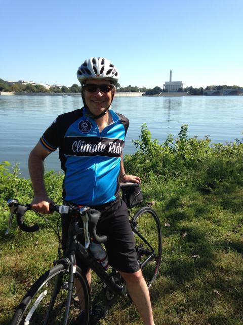 Eric Davidson nears Washington DC on a previous Climate Ride.