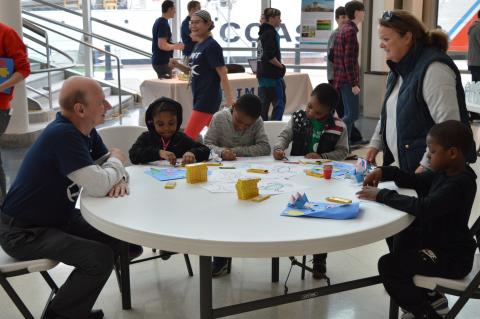 IMET Director Russell Hill talks to guests at the Open House. 