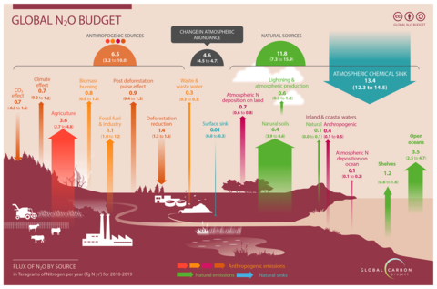 Graph of toxic gas emissions take from the journal paper, Global Nitrous Oxide Budget 2024.