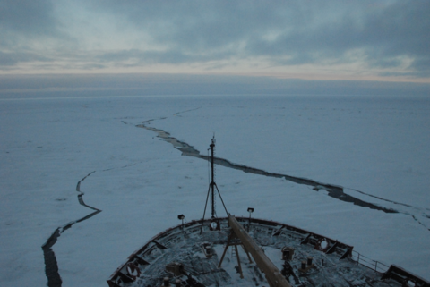 The Healy on approach to the North Pole