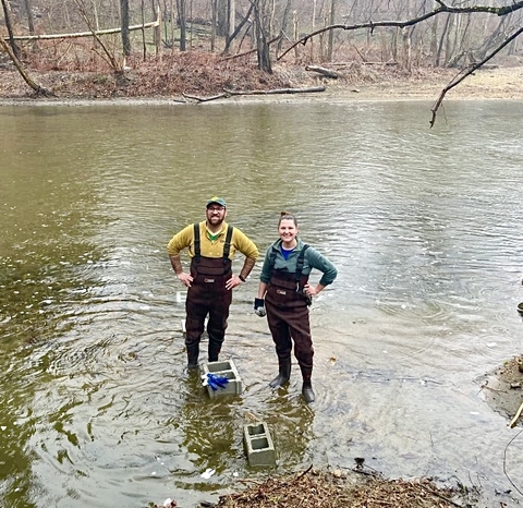 UMCES Prof Louis Plough and Chelsea Fowler