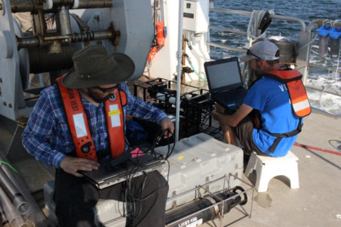 Two researchers on a research Vessel
