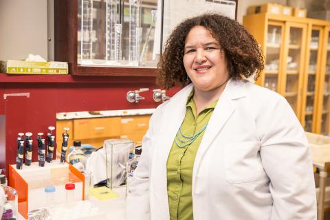 Kate Gillespie poses in the lab. 