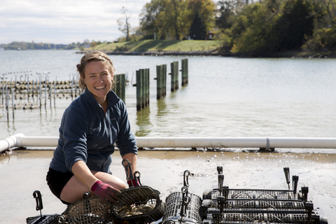 Shannon Hood at oyster hatchery