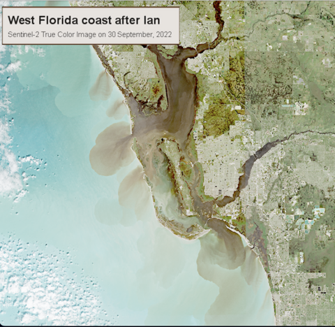 Image of West Florida coastline after Hurricane Ian.