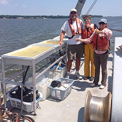 On the deck of the R/V Rachel Carson