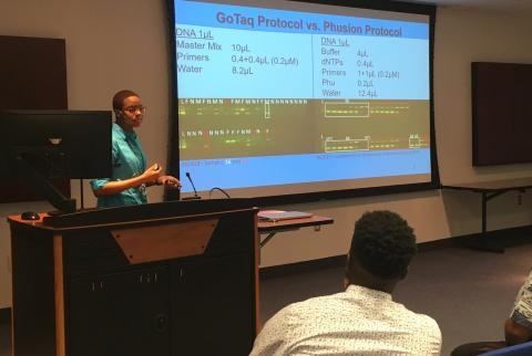 student presents their research
