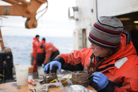 Christina Goethel with sediment Samples