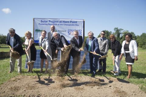 The groundbreaking for a solar field at Horn Point Laboratory