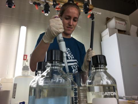 Graduate student Christine Knauss in the laboratory