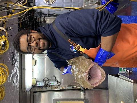 Ben Frey holding a Monkfish