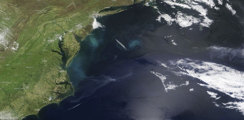 Watersheds on the U.S. Eastern Seaboard will be among the areas most affected by underground saltwater intrusion by the year 2100 due to sea level rise and changes in groundwater supplies, according to a NASA-DOD study. NASA’s Terra satellite captured thi