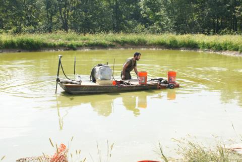 Ryan Powell on a boat