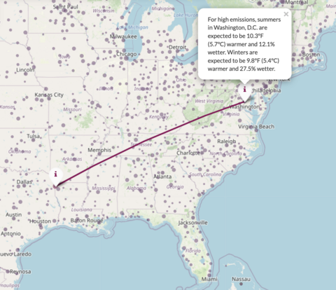 Digital map of Future Urban climates.