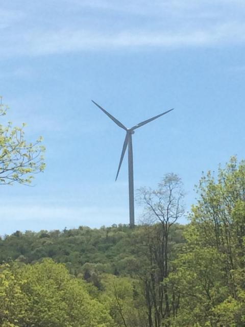 wind turbine on Appalachian ridgeline