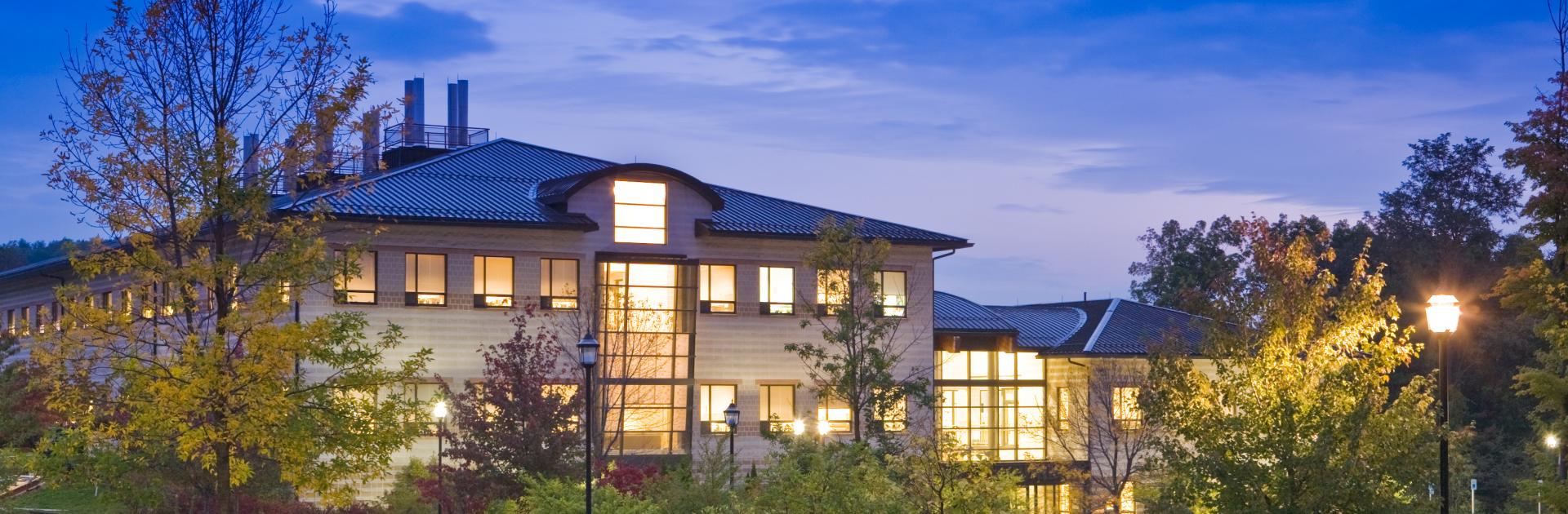 Appalachian Laboratory building at night 